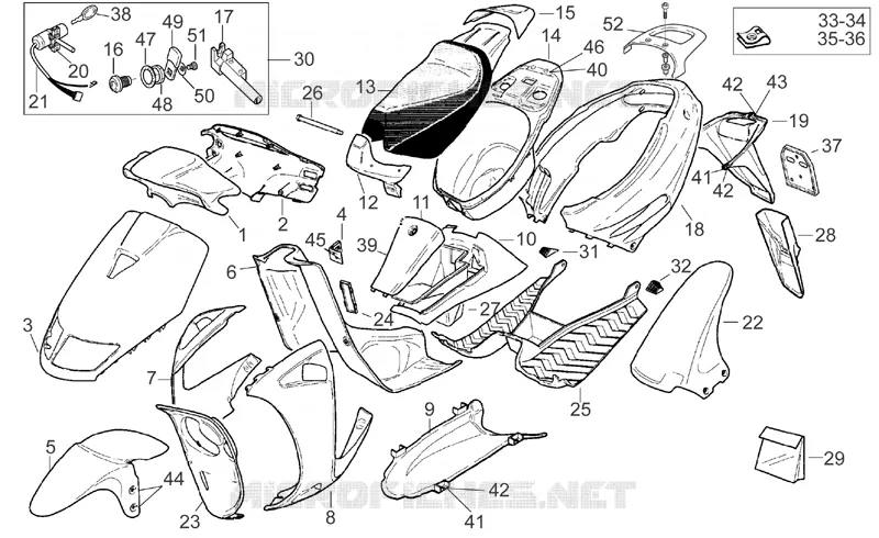 Carrosserie Aprilia APRILIA-SCOOTER 50 SR 1995  SR AIR (Horizontal cylinder)