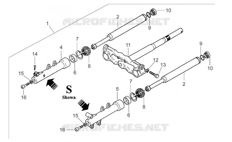 Fourche Showa Aprilia APRILIA-SCOOTER 50 SR 1996  SR AIR (Horizontal cylinder)