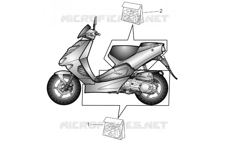 Carrosserie centrale et arriére décalco Aprilia APRILIA-SCOOTER 50 SR 2000  SR H2O (Ditech+Carb.)
