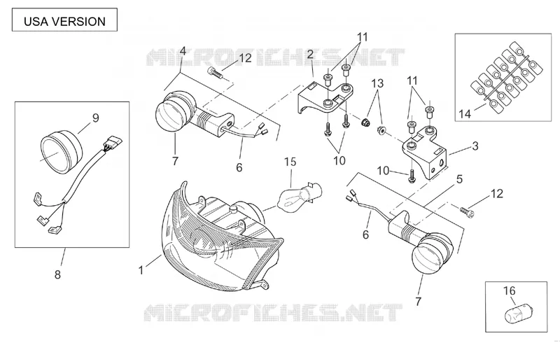 Feux avant USA Aprilia APRILIA-SCOOTER 50 SR 2000  SR H2O (Ditech+Carb.)