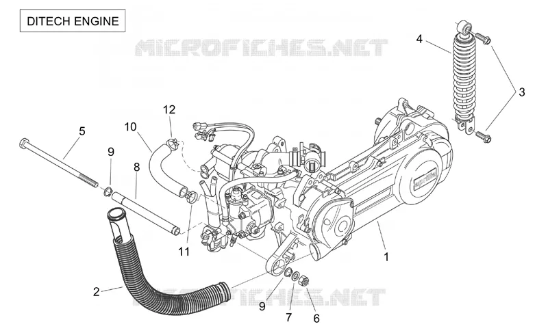 Moteur (Ditech) Aprilia APRILIA-SCOOTER 50 SR 2001  SR H2O (Ditech+Carb.)