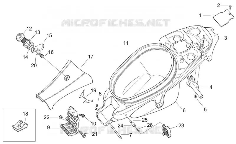 Carrosserie posterieure II Aprilia APRILIA-SCOOTER 50 SR 2002  SR H2O (Ditech E2)