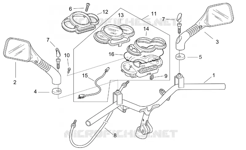 Guidon-tableau de bord Aprilia APRILIA-SCOOTER 50 SR 2004  SR H2O (Ditech E2)