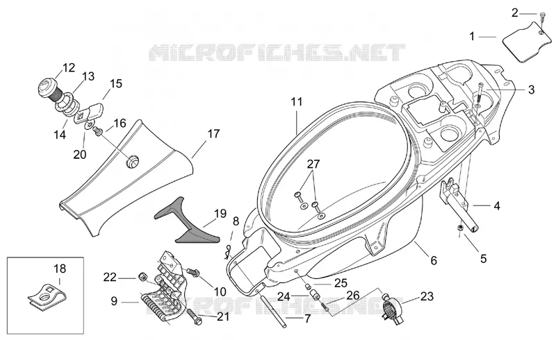 Carrosserie posterieure II Aprilia APRILIA-SCOOTER 50 SR 2003  SR H2O (IE+Carb.)