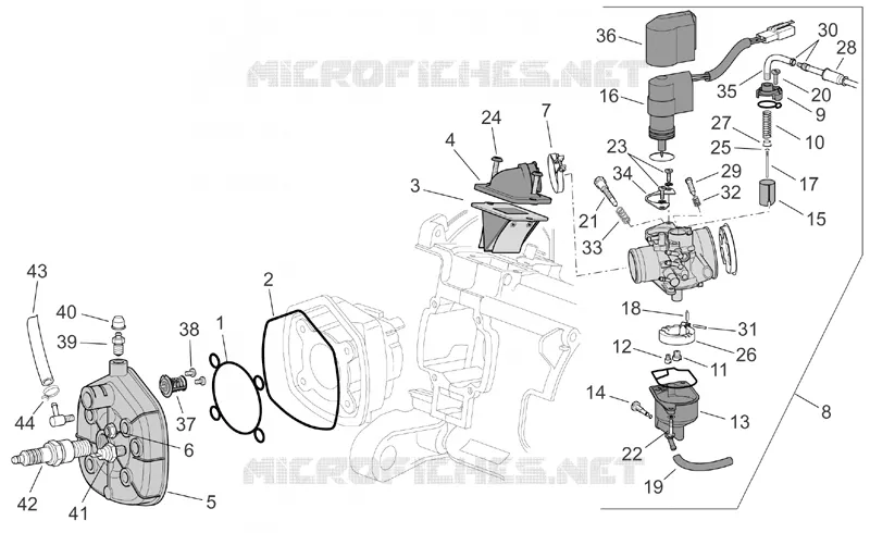 Culasse/Carburateur Aprilia APRILIA-SCOOTER 50 SR 2005  SR H2O (IE+Carb.)