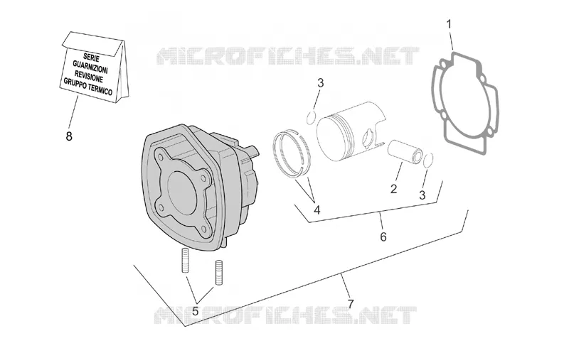 Cylindre av.piston Aprilia APRILIA-SCOOTER 50 SR 2008  SR H2O (IE+Carb.)