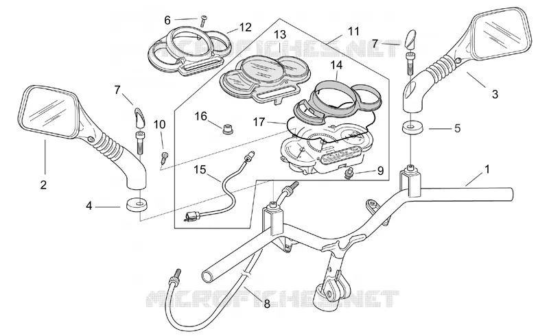 Guidon-tableau de bord Aprilia APRILIA-SCOOTER 50 SR 2005  SR H2O (IE+Carb.)