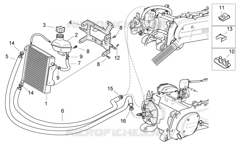 Installation refroidissement Aprilia APRILIA-SCOOTER 50 SR 2011  SR H2O (IE+Carb.)