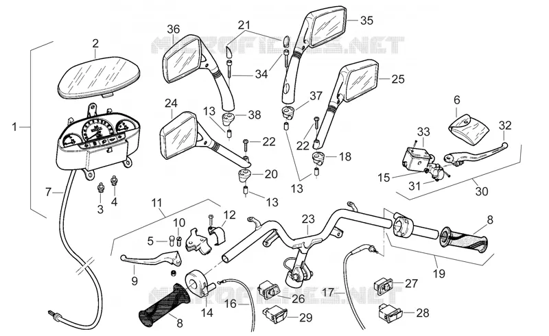 Guidon - Commandes Aprilia APRILIA-SCOOTER 50 SR 1994  SR H2O