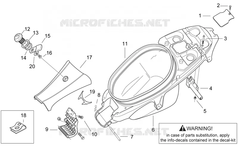 Carrosserie posterieure III Aprilia APRILIA-SCOOTER 50 SR 1997  SR H2O