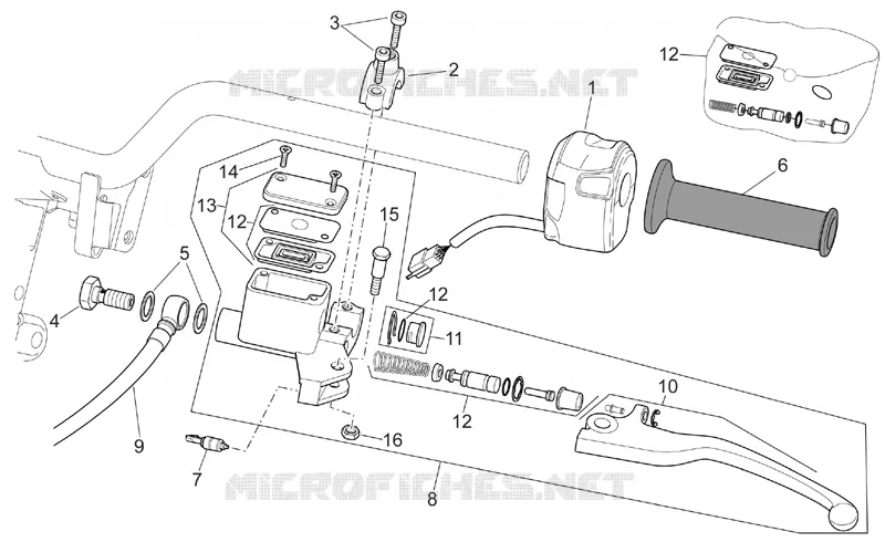 Commandes gche Aprilia APRILIA-SCOOTER 50 SR 2007  SR H2O NEW (Di-Tech)