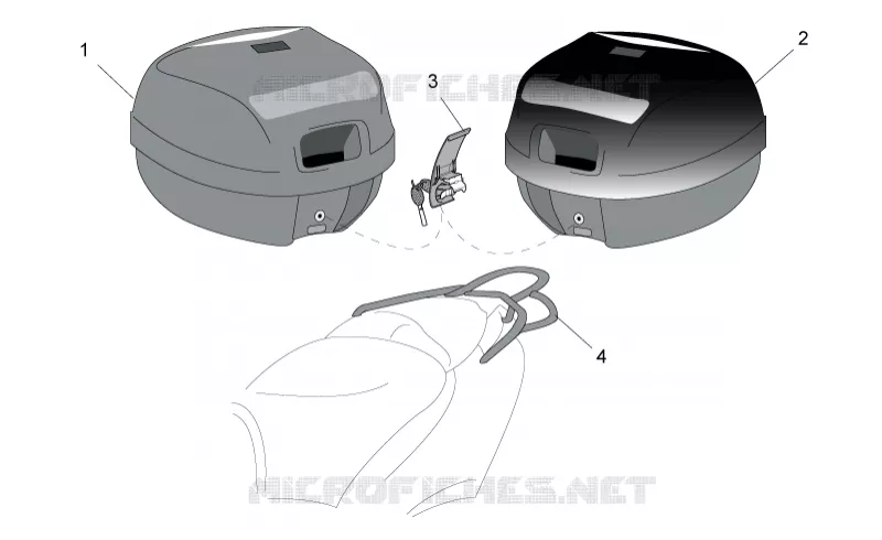 Acc. - Top cases, valises lat Aprilia APRILIA-SCOOTER 50 SR 2008  SR H2O NEW (IE+Carb.)