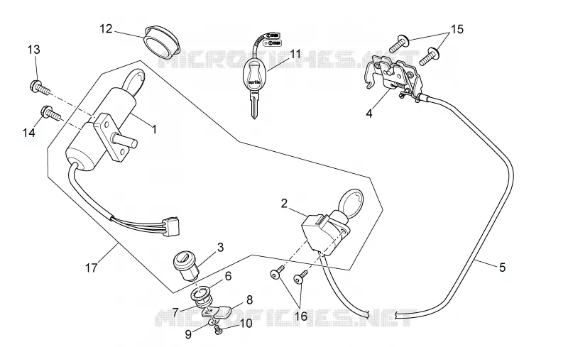 Kit serrure Aprilia APRILIA-SCOOTER 50 SR 2013  SR IE+Carb.