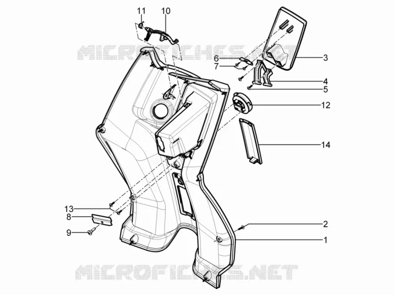 Coffre avant - Contre-tablier Aprilia APRILIA-SCOOTER 125 SR 2014  SR Motard 4T E3