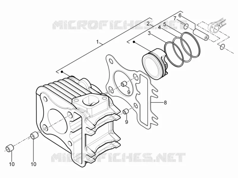 Groupe cylindre-piston-axe Aprilia APRILIA-SCOOTER 125 SR 2012  SR Motard 4T E3