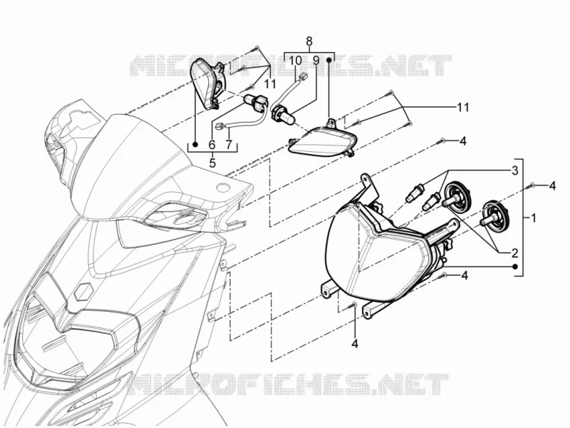Eclairages avant - Clignotants Aprilia APRILIA-SCOOTER 50 SR 2012  SR Motard 2T E3