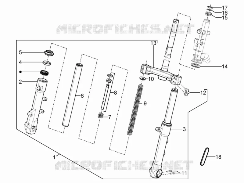 Fourche/tube direction - Ensemble butée dir. Aprilia APRILIA-SCOOTER 50 SR 2013  SR Motard 2T E3