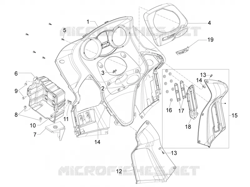 Coffre avant - Contre-tablier Aprilia APRILIA-SCOOTER 850 SRV 2012  SRV 4T 8V E3