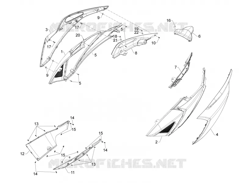 Couvertures laterales - Spoiler Aprilia APRILIA-SCOOTER 850 SRV 2013  SRV 4T 8V E3