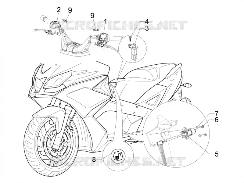 Inverseurs - Commutateurs - Boutons - Interrupteurs Aprilia APRILIA-SCOOTER 850 SRV 2013  SRV 4T 8V E3