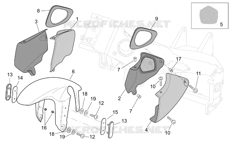 Carrosserie av. - Garde-boue AV Aprilia APRILIA-MOTORCYCLES 1000 TUONO 2005  RSV 1000 Tuono