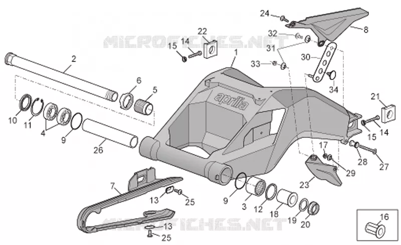 Bras oscillant fini Aprilia APRILIA-MOTORCYCLES 1000 TUONO 2008  RSV 1000 Tuono