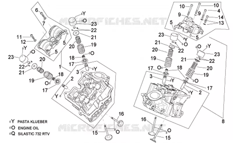 Culasse et soupapes Aprilia APRILIA-MOTORCYCLES 1000 TUONO 2009  RSV 1000 Tuono
