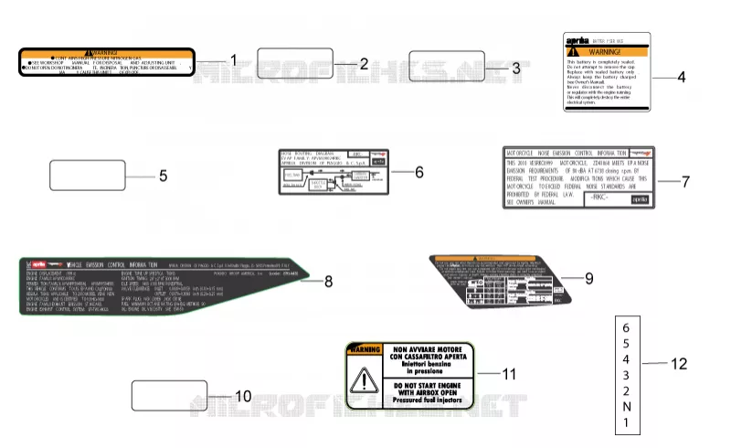 Plaquettes et decalcomanies Aprilia APRILIA-MOTORCYCLES 1000 TUONO 2014  Tuono V4 R APRC ABS