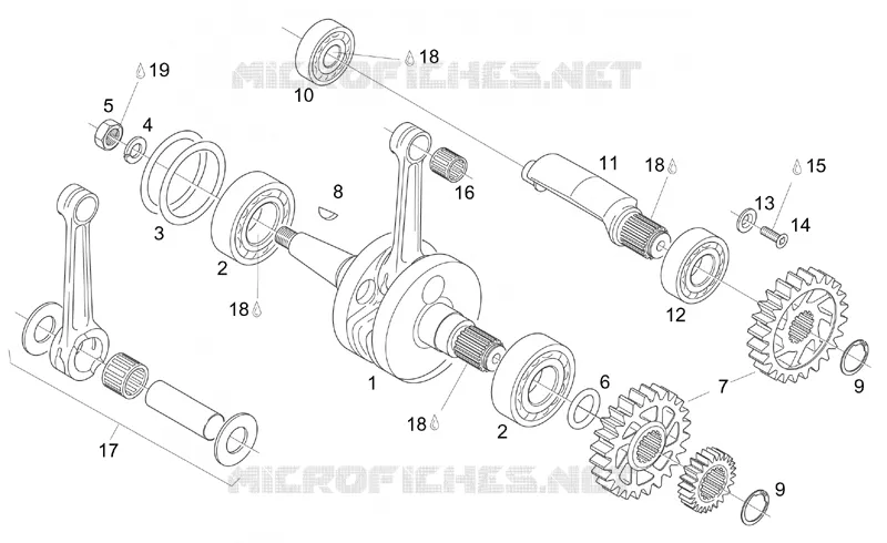 Arbre moteur - Ctre-arbre Aprilia APRILIA-MOTORCYCLES 125 TUONO 2003  RS 125 Tuono