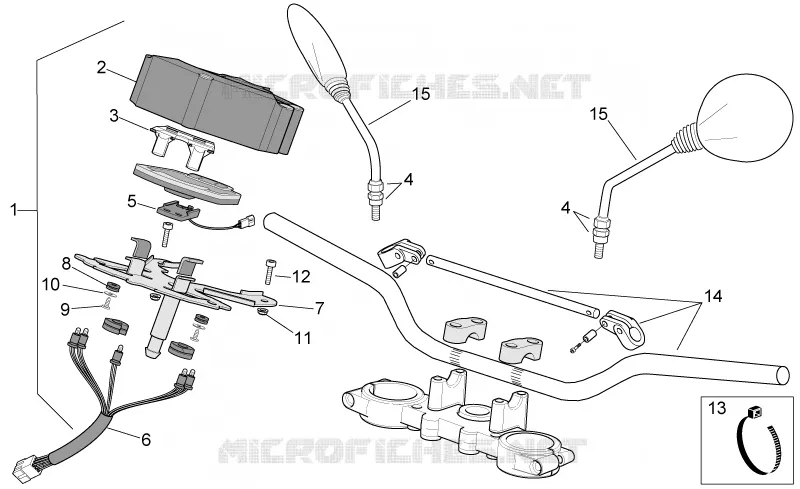 Tableau de bord-Rétroviseurs-Guidon Aprilia APRILIA-MOTORCYCLES 125 MX 2005  MX SuperMotard