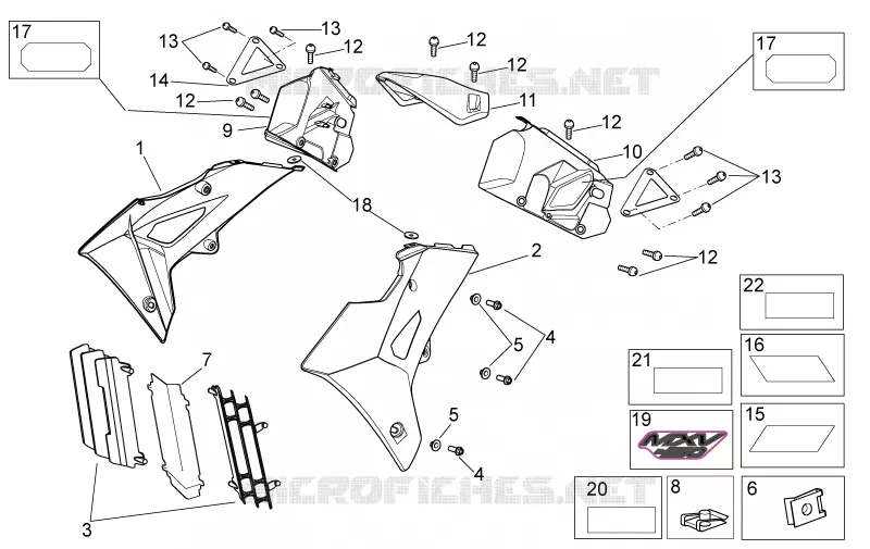 Carrosserie av. II Aprilia APRILIA-MOTORCYCLES 450 MXV 2010  MXV Cross