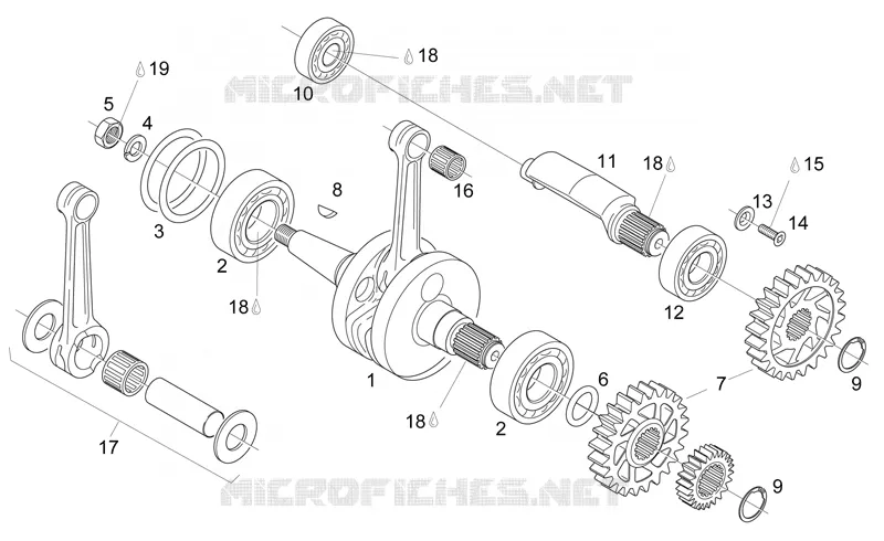 Arbre moteur - Ctre-arbre Aprilia APRILIA-MOTORCYCLES 125 RX 1998  RX (engine 122cc)