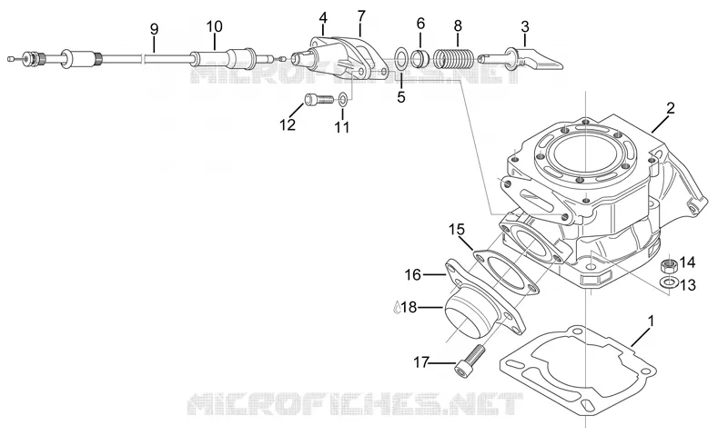 Cylindre - soup échapp. Aprilia APRILIA-MOTORCYCLES 125 RX 1998  RX (engine 122cc)