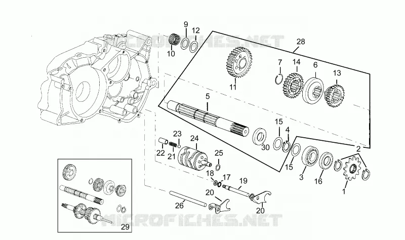 Arbre secondaire Aprilia APRILIA-MOTORCYCLES 50 RX 1991  RX 3 - 5 MARCE