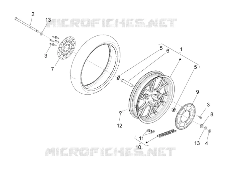 Roue arrière II Aprilia APRILIA-MOTORCYCLES 50 SX 2015  SX Limited Edition