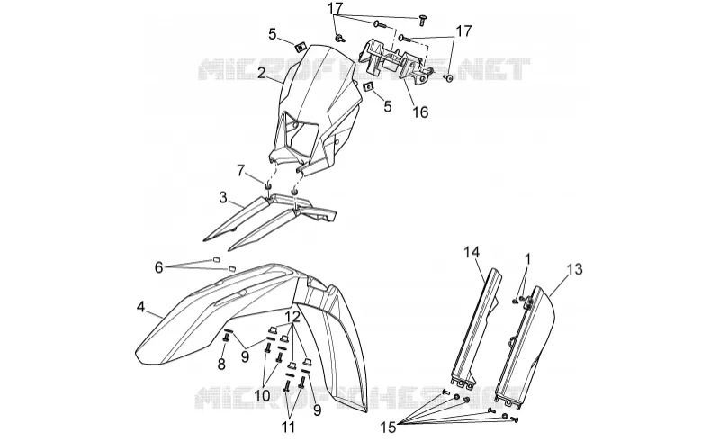 Carrosserie av. I Aprilia APRILIA-MOTORCYCLES 450 RXV-SXV 2008  RXV-SXV Vdb-Merriman