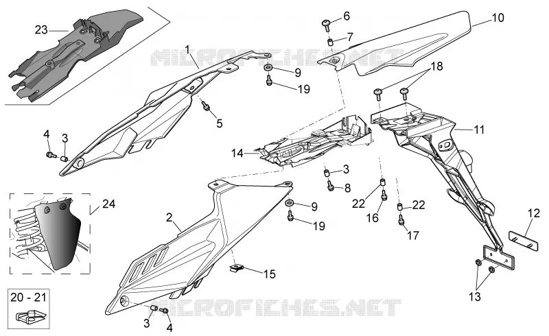 Carrosserie posterieure I Aprilia APRILIA-MOTORCYCLES 450 RXV-SXV 2008  RXV-SXV Vdb-Merriman