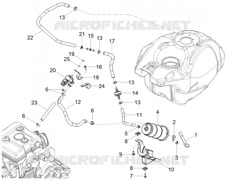 SYSTEME DE RECYCLAGE DES VAPEURS DE CARBURANT Aprilia APRILIA-MOTORCYCLES 125 RS 2025  RS 125 E5+ ABS