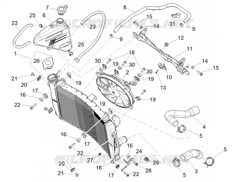 Installation de refoidissement Aprilia APRILIA-MOTORCYCLES 660 RS 2022  RS 660 4T 8V E5 ABS
