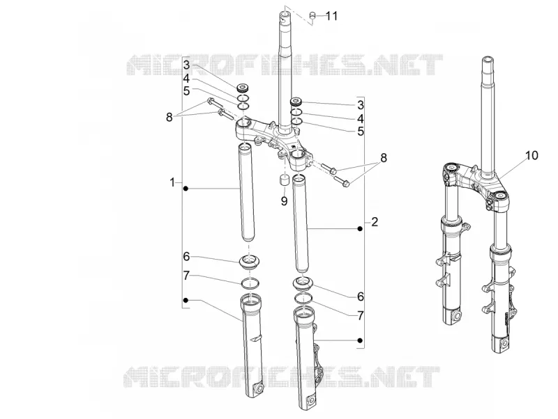 Composants de la fourche (Showa) Aprilia APRILIA-SCOOTER 125 SR 2024  SR GT 125 ABS E5 REPLICA