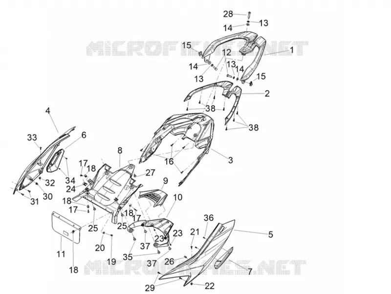 Couvertures laterales - Spoiler Aprilia APRILIA-SCOOTER 125 SR 2024  SR GT 125 ABS E5 REPLICA
