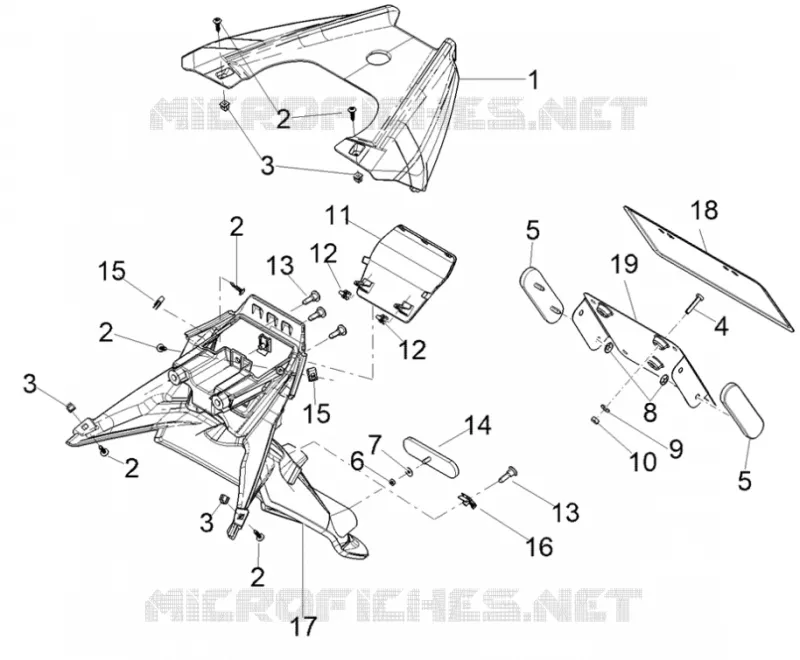 Couvercle arrière - Pare-boue Aprilia APRILIA-SCOOTER 50 SXR 2025  SXR 50 4T 3V E5 HE NEW COMFORT