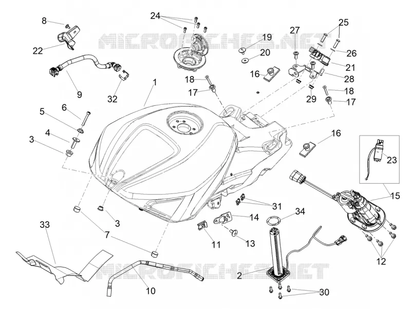 RESERVOIR A ESSENCE Aprilia APRILIA-MOTORCYCLES 1100 TUONO 2023  Tuono V4 Factory 1100 E5 Superpole ABS