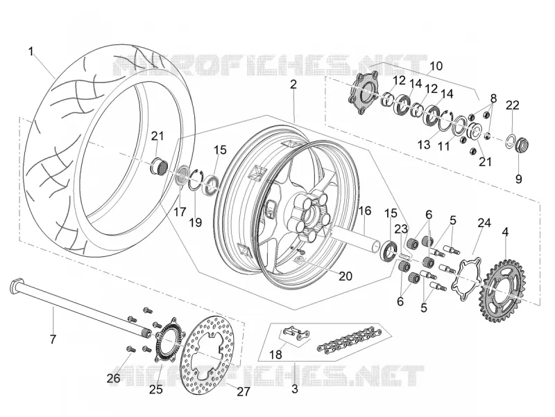 ROUE ARRIERE Aprilia APRILIA-MOTORCYCLES 1100 TUONO 2024  Tuono V4 Factory 1100 E5 Superpole ABS