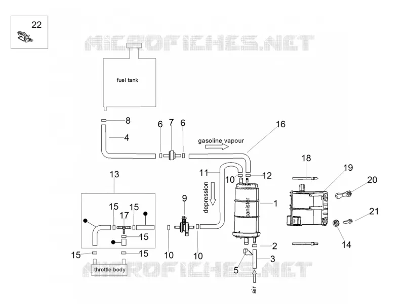 SYSTEME DE RECYCLAGE DES VAPEURS DE CARBURANT Aprilia APRILIA-MOTORCYCLES 1100 TUONO 2023  Tuono V4 Factory 1100 E5 Superpole ABS