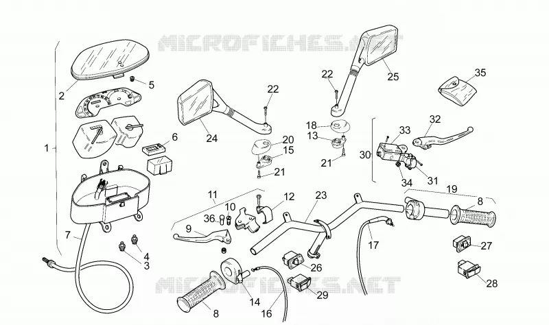 Guidon - Commandes Aprilia APRILIA-SCOOTER 50 AMICO 1992  AMICO LX- SPORT-CAT