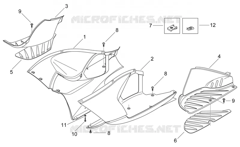 Carrosserie centrale III Aprilia APRILIA-SCOOTER 50 AREA-51 1998  Area 51