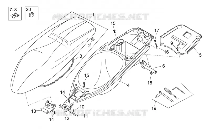 Selle - Compart.p-casque Aprilia APRILIA-SCOOTER 50 AREA-51 1999  Area 51