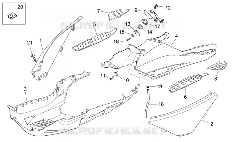 Carrosserie centrale Aprilia APRILIA-SCOOTER 125 ATLANTIC 2008  Atlantic
