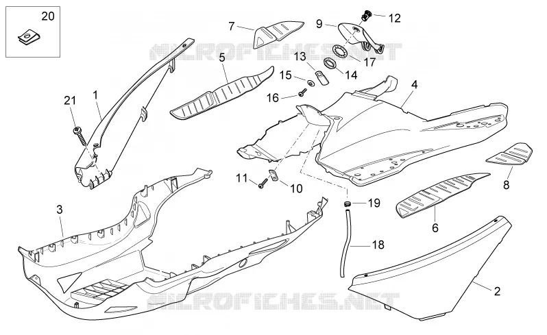 Carrosserie centrale Aprilia APRILIA-SCOOTER 125 ATLANTIC 2011  Atlantic E3